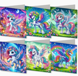 Diamond Painting 6-teilig Grusskarten Einhorn
